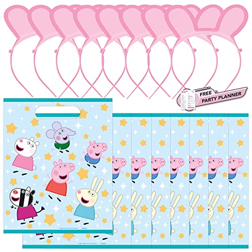 Unique Peppa Pig Birthday Party Favors Bundle 8 Loots Bags 8 Paper Pig Headbands in Pink Girls Kid Birthday Party Goody Bag Favors Pepa Decoration Supplies Set 0 belly baby and beyond