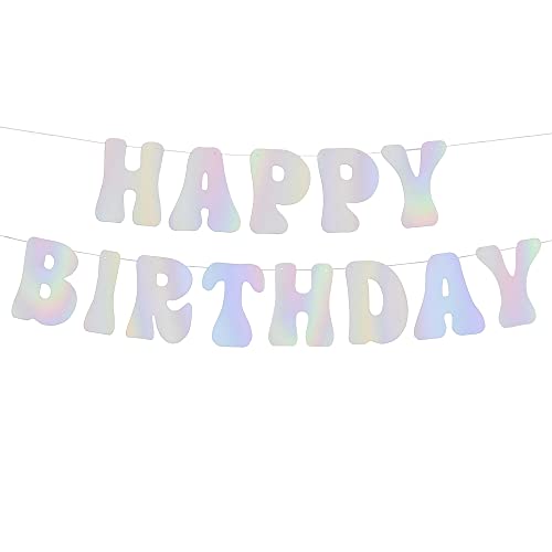 xo Fetti Iridescent Happy Birthday Foil Banner 5 Ft Bday Party Decorations 70s Cool Birthday Decor Sweet 16 21st 0 belly baby and beyond