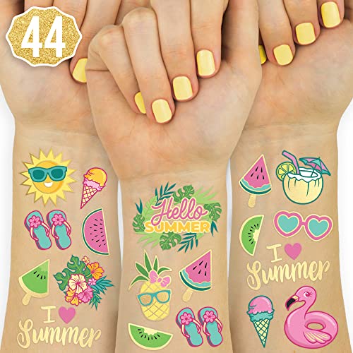 xo Fetti Summer Pool Party Temporary Tattoos for Kids Glitter styles Birthday Party Supplies Beach Party Favors Tropical Decor 0 belly baby and beyond