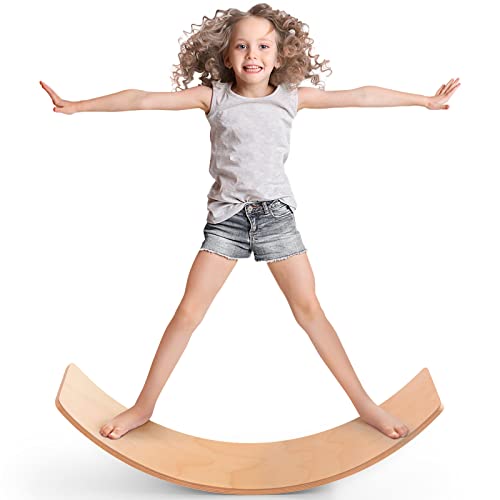 Balance Board Kids Natural Wood Wobble Board for Kids Toddlers Open Ended Montessori Waldorf Learning Toy Gifts for 3 4 5 6 7 8 Year Old Boys Girls Kids Birthday Christmas Stocking Stuffers 0 belly baby and beyond