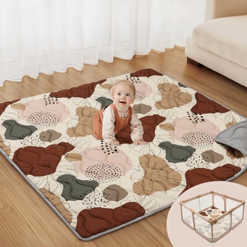 Blissful Diary Baby Play Mat 47x47 Infant Play Mat for Playpen Thicken Foam Cushioned Baby Mat for Floor Non Slip Kids Play Mat Washable Baby Playmat for BabiesToddlers Boho Baby Crawling Mat 0 belly baby and beyond