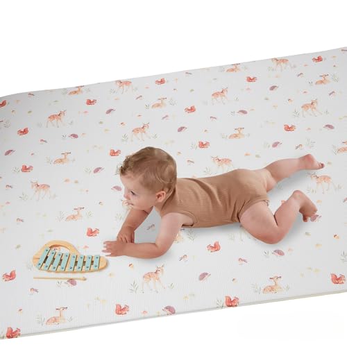 Bubzi Co Non Toxic Large Baby Play Mat for Floor Padded Tummy Time Mat for Babies Learning to Walk or Crawl Thick Foam Nursery Playroom Rug 0 6 12 Months 0 belly baby and beyond