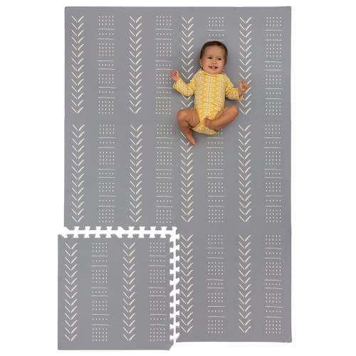 CHILDLIKE BEHAVIOR Baby Play Mat Play Pen Tummy Time Mat Crawling Mat Foam Play Mat for Baby with Interlocking Floor Tiles 72x48 Inches Puzzle Baby Floor Mat Infants Toddlers X Large Grey 0 belly baby and beyond