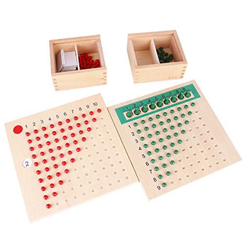 DANNI Montessori Baby Early Wood Math Teaching Aids Multiplication Division Math Educational Toys Beads Board Red Green Learning Toy 0 belly baby and beyond