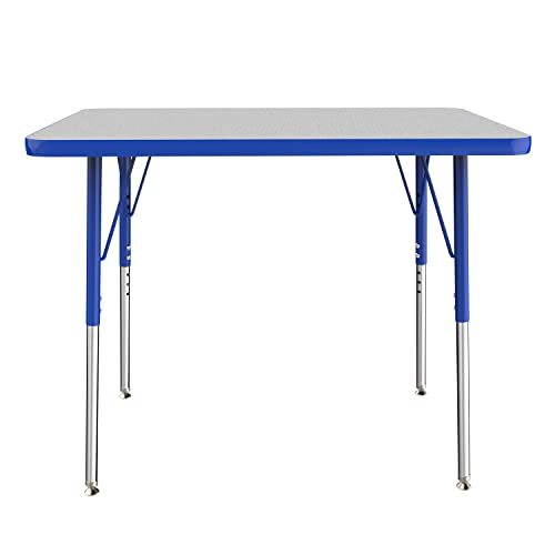 Factory Direct Partners FDP Rectangle Activity School and Office Table 24 x 36 inch Standard Legs with Swivel Glides Adjustable Height 19 30 inches Quick Ship Single Box Gray Top and Blue Edge 0 belly baby and beyond