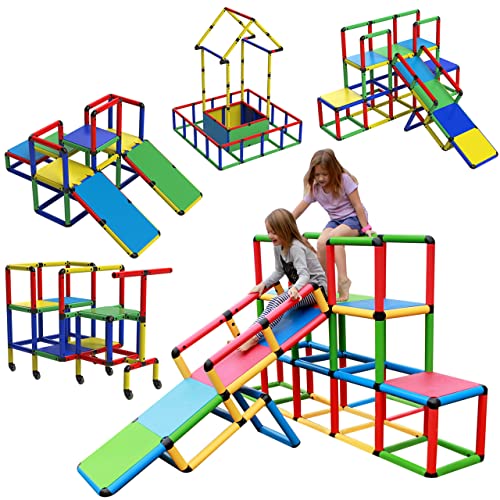 Funphix Montessori Play Gym Indoor Outdoor Climbing Structures for Kids Jungle Gym STEM Buildable Climbing Toys for Toddlers 2 12 Playground Slide Sets for Backyard All in One 511 Pcs 0 belly baby and beyond