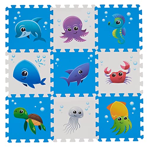 Puzzle Play Mat Foam Floor Tiles Childrens Foam Puzzle Mat Baby Floor Play Mat 3434 Inches Sea World 9 Pieces 0 belly baby and beyond