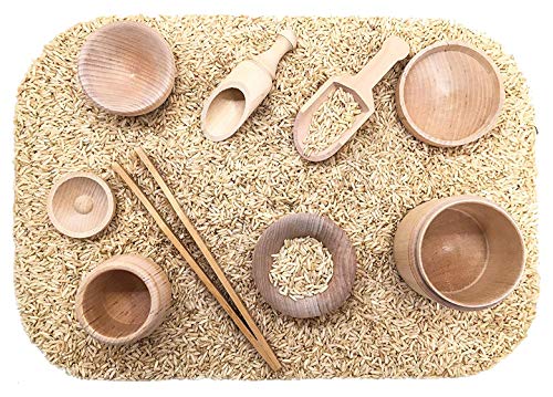 Sensory Bin Tools Montessori Toys for Toddlers Waldorf Toys Wooden Scoops and Tongs for Transfer Work and Fine Motor Learning 0 belly baby and beyond