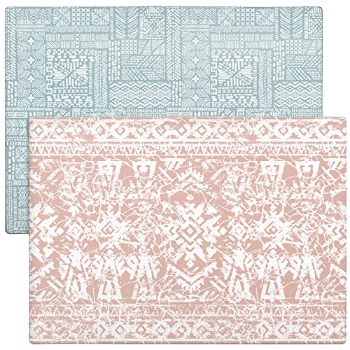 Stylish Reversible Foam Play Mat Large Explorer Coral Teal Soft Waterproof Durable Play mat for Infants Babies Toddler Kids Grownup 65ft x 45ft 0 belly baby and beyond