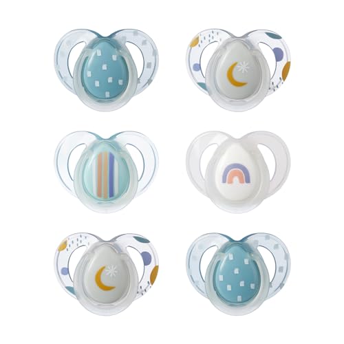 Tommee Tippee Nighttime pacifiers 6 18 months 6 pack of glow in the dark pacifiers with symmetrical silicone baglet 0 belly baby and beyond