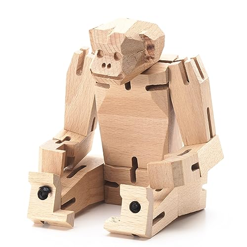 Monkey Wooden Toy Unleash Creativity with Poseable Wooden Playset 0 belly baby and beyond