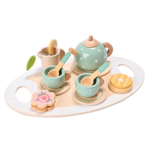 15pcs Wooden Tea Set for Little Girls MONT PLEASANT Wooden Toys Toddler Tea Set Play Kitchen Accessories Play Food playset for Kids Tea Party 0 belly baby and beyond