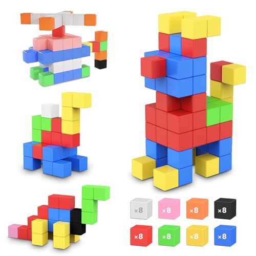 64 PCS Magnetic Blocks Toddler Toys Sensory Toys Magnetic Building Blocks Toys for Toddlers 3 4 5 6 7 8 Years Old Boys Girls 0 belly baby and beyond