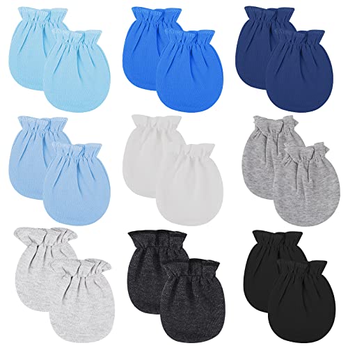 9 Pairs Newborn Baby Mittens Cotton Mittens for Infant Toddler No Scratch Baby Gloves Mittens for 0 6 Months Baby9 Colors 0 belly baby and beyond