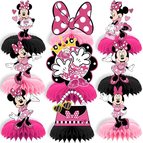 9 pieces of pink cartoon Minnie honeycomb center decoration Pink mouse themed 3D table decoration girl themed honeycomb center decoration childrens party supplies photo booth props 0 belly baby and beyond