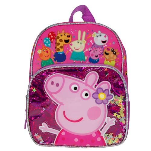 AI ACCESSORY INNOVATIONS Peppa Pig 10 Mini Backpack Girls Mini Travel Bag Featuring Floating Shaker Confetti Pink 0 belly baby and beyond