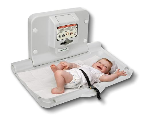 Alpine Wall Mounted Baby Changing Station Horizontal Baby Changing Table Foldable Diaper Tables with Safety Strap for Commercial Bathroom ADA Complaint Hardware Included White Gray 0 belly baby and beyond