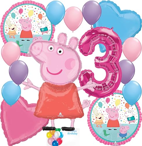 Anagram Peppa the Pig Party Supplies Foil Balloon Bouquet Decoration Multicolored Party Accessory 3rd Birthday Officially Licensed Various 0 belly baby and beyond