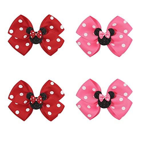 Ayesha Mouse Ears Hair Clips Mouse Ears for Toddler Girls Mouse Bows Barrettes Mice Ears Polka Dot Bows Mouse Hair Accessories for Baby Girls Toddler Kids Costume Party4PCS 0 belly baby and beyond