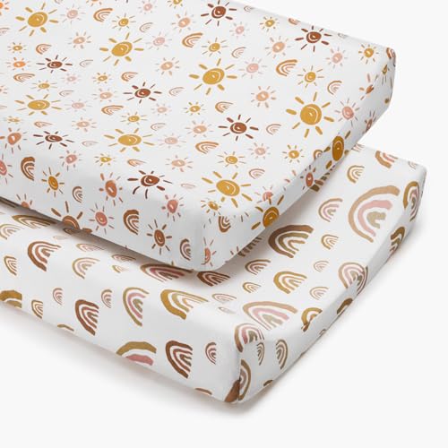 Babebay Changing Pad Cover Ultra Soft Jersey Knit Cotton Change Table Covers Baby Diaper Changing Pad Cover Sheets for Girls Boys 2 PackBoho Rainbow 0 belly baby and beyond