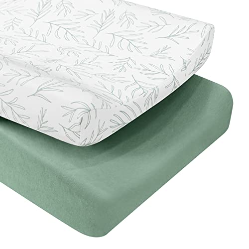 Babebay Changing Pad Cover Ultra Soft Jersey Knit Cotton Diaper Change Table Pad Covers for Baby Girls and Boys 2 Pack Sage Green 0 belly baby and beyond