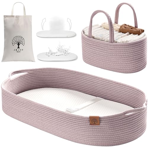 Baby Changing Basket Set includes Dual Cover Rope Diaper Caddy Changing Pad for Dresser Changing Table Topper Living Room Changing Pad 0 belly baby and beyond