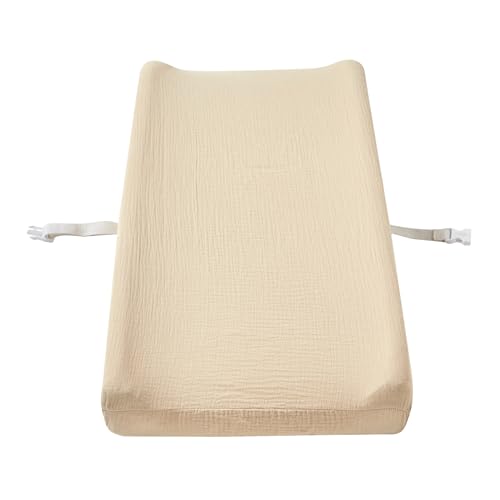 Baby Muslin Changing Pad Covers Neutral Fitted Muslin Diaper Changing Table Pad Sheet Covers for Newborns Infants Baby Boys Girls Beige 0 belly baby and beyond