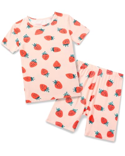 Bamboo Viscose Toddler Girls Kids Pajama Sets Short Summer Cool Snug fit Sleepwear Pjs 2pcs Set 0 belly baby and beyond