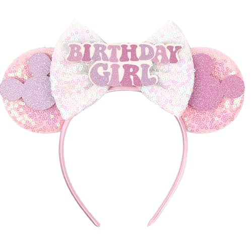 Birthday Minnie Ears Headband Pink Birthday Mouse Ears Headband Mini ears Headband for Women Girls Hair AccessoriesBirthday Girl Pink M 0 belly baby and beyond