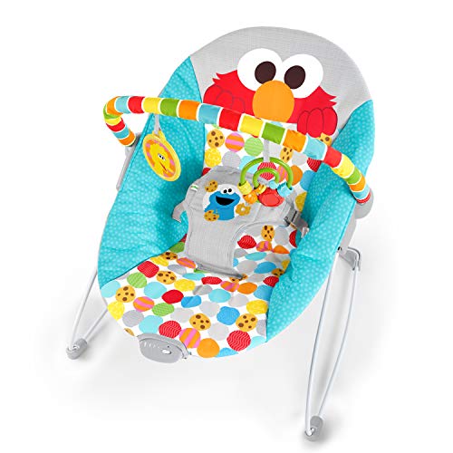 Bright Starts Sesame Street Baby Bouncer Soothing Vibrations Infant Seat I Spot Elmo with Cookie Monster and Big Bird Removable Toy Bar 0 6 Months Up to 20 lbs 0 belly baby and beyond