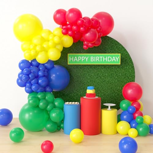 Cartoon Friends Birthday Party Supplies 124 Pcs Cartoon Theme Balloon Garland Arch Kit Red Blue Yellow Green Latex Balloon Arch For Friends Inspired Birthday Party Decorations 0 belly baby and beyond