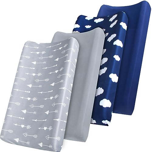 Changing Pad Cover Diaper Changing Pad Covers 4 Pack Fitted Baby Changing Table Sheets for 3216 Change Table Pad Cradle Bassinet Sheets for Boys Girls Soft Breathable 0 belly baby and beyond