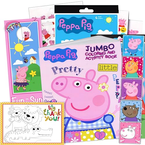 Coloring and Activity Set Bundle Includes Peppa Pig Coloring Book Peppa Pig Stickers and 2 Sided Door Hanger Peppa Coloring Book Stickers 0 belly baby and beyond