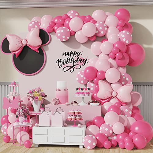 DUBEDAT 136Pcs Pink Mouse Birthday Decorations Pink Rose Pink Polka Dots for Mouse Theme Birthday Party Decorations Supplies Baby Shower Decoration Birthday Wedding 0 belly baby and beyond