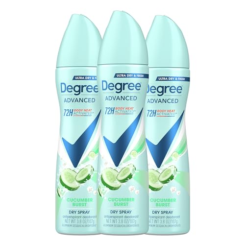 Degree Antiperspirant Deodorant Cucumber Burst 3 count Dry Spray 72 Hour Sweat Odor Protection Deodorant Spray For Women With Body Heat Activated Technology 38 oz 0 belly baby and beyond