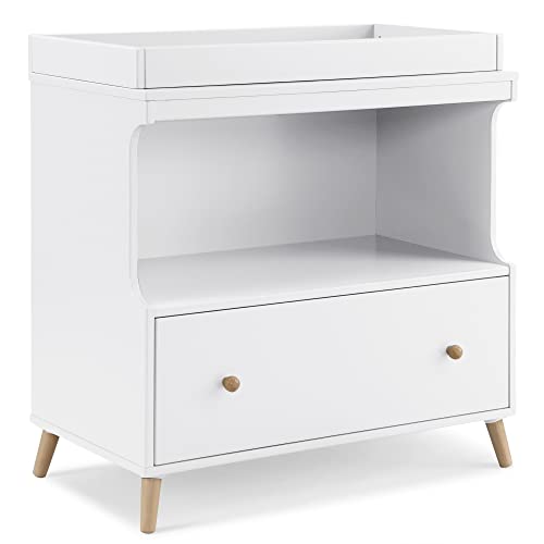 Delta Children Essex Convertible Changing Table with Drawer Bianca WhiteNatural 0 belly baby and beyond