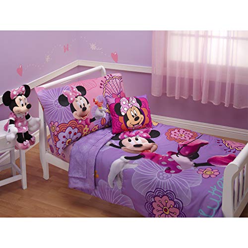 Disney 4 Piece Minnies Fluttery Friends Toddler Bedding Set Lavender 0 belly baby and beyond