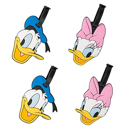 Disney Donald and Daisy Duck Luggage Tags 4 Piece Set Daisy and Donald Duck PVC Suitcase Tags Disney Luggage Tag 0 belly baby and beyond