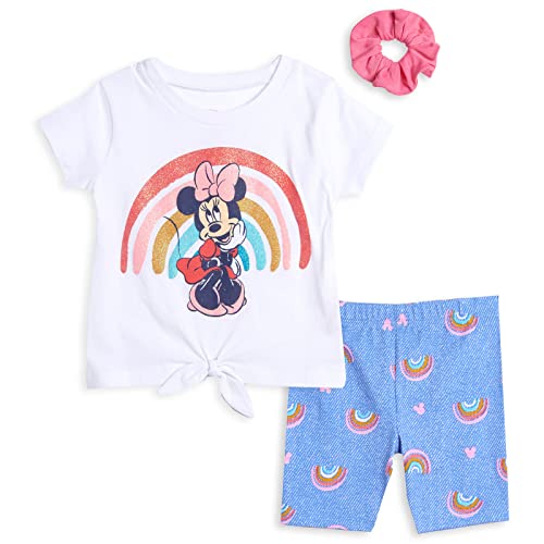 Disney Frozen Minnie Mouse Little Mermaid Elsa Princess Anna Peplum T Shirt Shorts Scrunchie 3 Pc Set Infant to Big Kid 0 belly baby and beyond