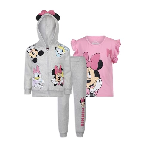 Disney Girls Hoodie T Shirt and Pants Set for Toddlers and Big Kids PinkWhite 0 belly baby and beyond