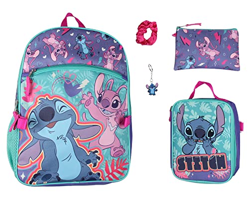 Disney Lilo and Stitch Angel 5 Pc Set Backpack Lunch Box Key Chain Pencil Case Scrunchie 0 belly baby and beyond