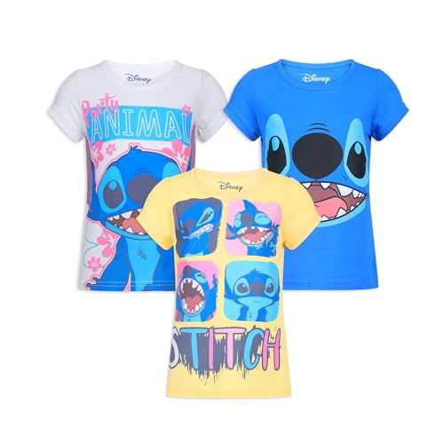 Disney Lilo and Stitch Girls 3 Pack Short Sleeve T Shirt for Little to Big Kids 0 belly baby and beyond