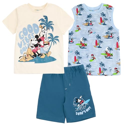 Disney Lion King Toy Story Mickey Mouse Cars T Shirt Tank Top and French Terry Shorts 3 Piece Outfit Set Toddler to Big Kid 0 belly baby and beyond