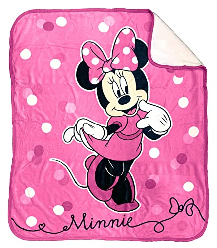 Disney Minnie Mouse Sweet Dots Sherpa Throw Blanket Measures 50 x 60 inches Kids Bedding Fade Resistant Super Soft Official Disney Product 0 belly baby and beyond