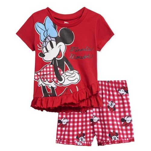 Disney Minnie Mouse T Shirt and Shorts Outfit Set Infant to Little Kid 0 belly baby and beyond