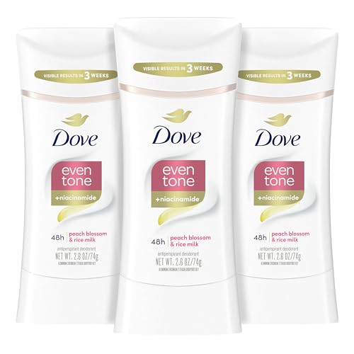 Dove Even Tone Antiperspirant Deodorant Stick Peach Blossom Rice Milk 3 Count 26 oz 0 belly baby and beyond