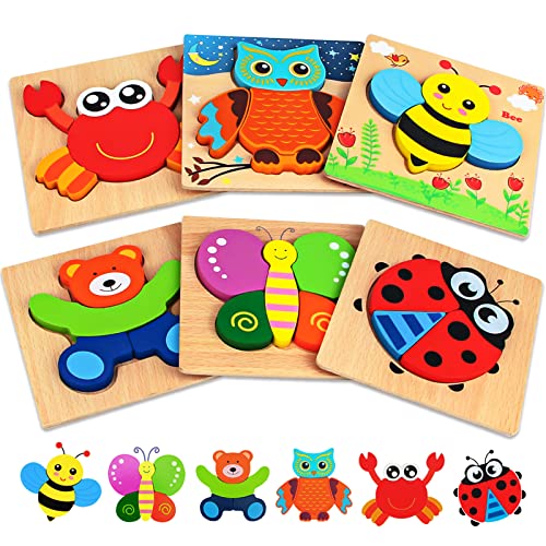 Dreampark Wooden Puzzles for Toddlers Ages 1 3 Montessori Toys for 1 2 3 Years Old Girls Boys Baby Kids Puzzle Learning Educational Christmas Birthday Gifts Toys 6 Pack Animal Jigsaw Puzzle 0 belly baby and beyond