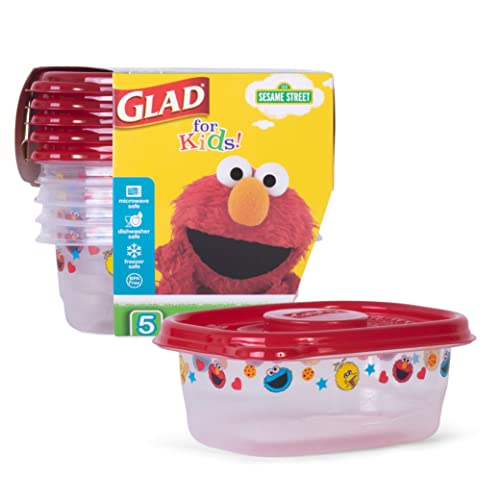 Glad for Kids Sesame Street GladWare Small Lunch Square Food Storage Containers with Lids 9 oz Kids Containers with Sesame Street Design 5 Count Tight Seal Storage Containers 0 belly baby and beyond