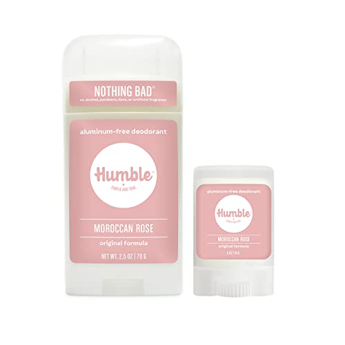 HUMBLE BRANDS Original Formula Aluminum free Deodorant Long Lasting Odor Control with Baking Soda and Essential Oils Full and Travel Size Moroccan Rose 0 belly baby and beyond