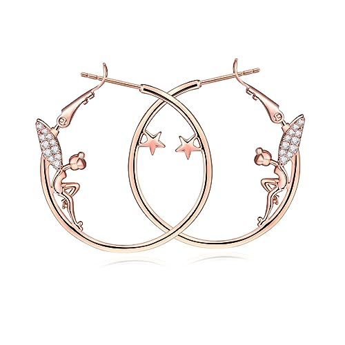 Hoop Earrings Inspired by Peter Pans Famous Fairy Tinkerbell 30mm Hypoallergenic 14K Real Gold Plated Big Hoop Earrings 0 belly baby and beyond